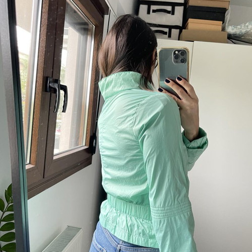 Staff jacket used, thin, turquoise, size S