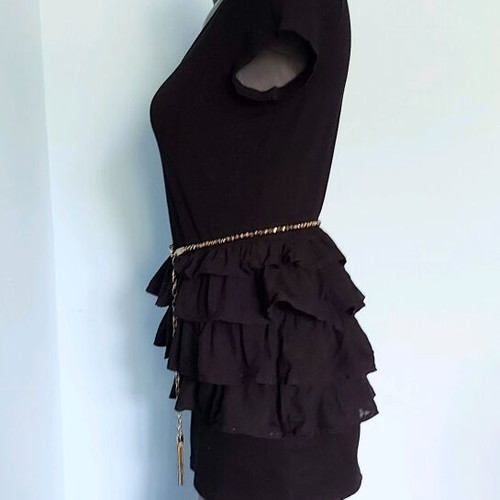 H&M Black Ruffled Dress like new, tunic style, sizes M to 2XL
