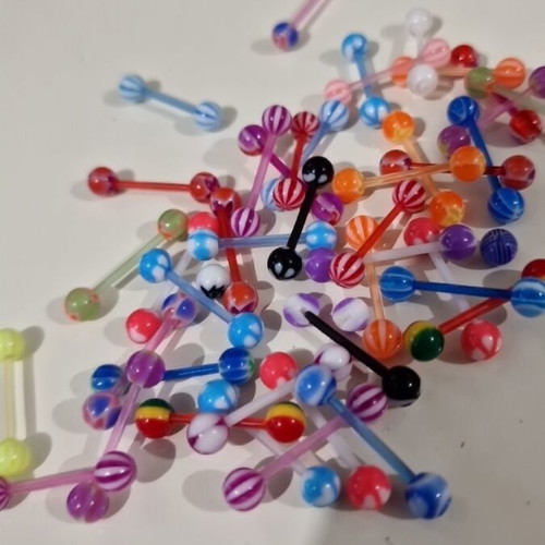 Tongue Piercing Earrings new, pack of 40 colorful plastic pieces