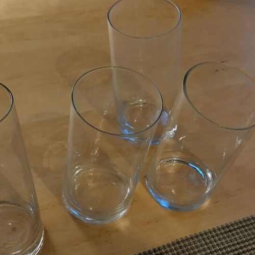 Glasses set of four large like new, handmade, unique design