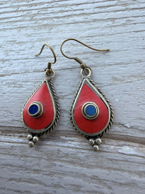 Boho earrings, red
