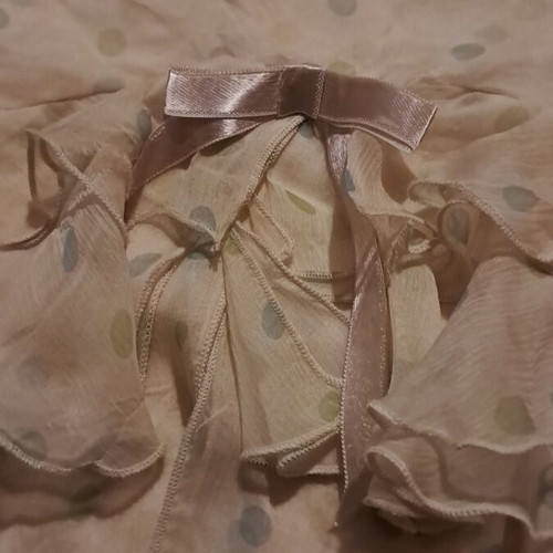 Rococo 100% silk pastel dotted frilled skirt used, multicolor