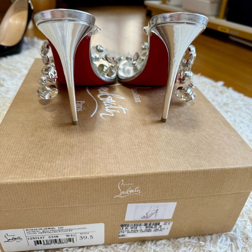 Πέδιλα Christian Louboutin Rosalie Jewele 100 δέρμα σαν καινούργια, ασημί