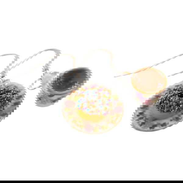  skoularikia porselanino set flitzani kafe ke piato me donut me polichroma sprinkles ke sokolata
