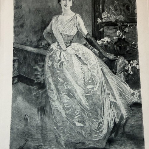 Engraving used, old authentic, 19 x 28 cm