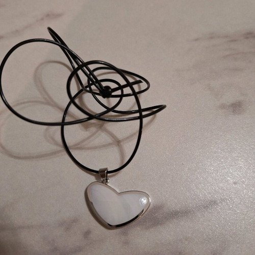 Necklace white heart with silver outline Folli Follie