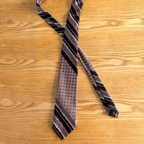 Boem vintage tie with 70s geometric patterns, made in Italy