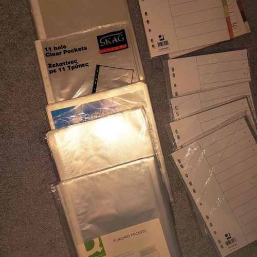 Stationery pack new with 300 sleeves, 20 binders, 5 folders