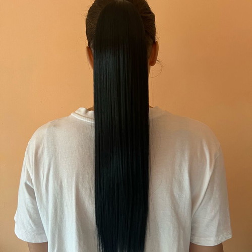 Black extension ponytail 60 cm 100 g, new