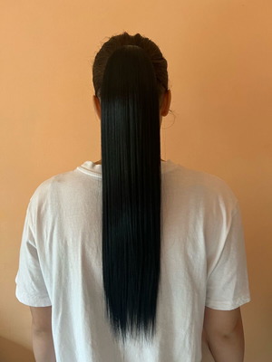 Black extension ponytail 60 cm 100 g, new