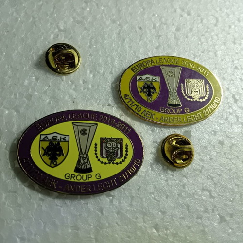 Collectible AEK Anderlecht Pin 4/11/2010 and 21/10/2010 Europa League