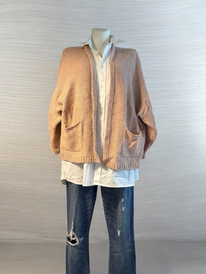 FIONDOTINTL women's cardigan used without buttons beige pink