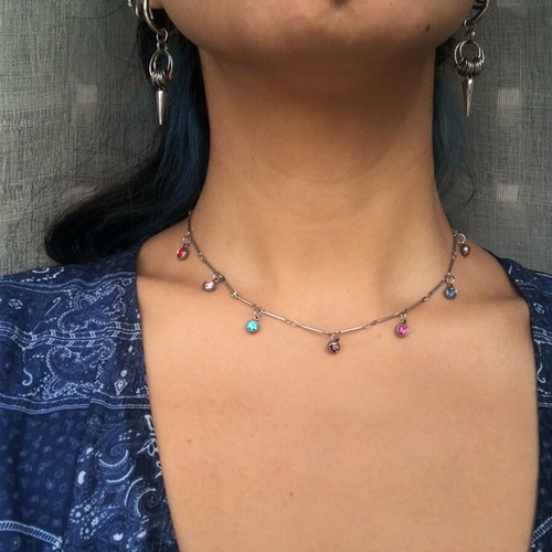 Boho Y2k Coquette Fairy Grunge stainless steel necklace colorful, new