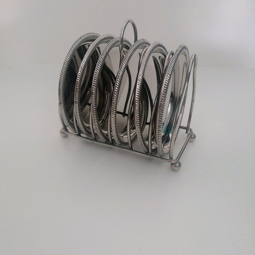 Vintage silver coaster set with elegant stand, like new