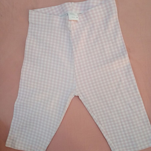 Zara kids cycling shorts, pink and white checkered, cotton, age 13-14