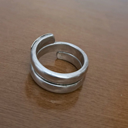 Ring silver 950 and gold 585 with blue precious stone like new