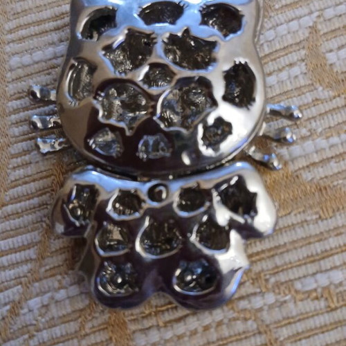 Hello Kitty pendant vintage Sanrio rhinestone used, yellow and silver