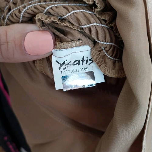 Ysatis satin blouse gold like new, elastic waist