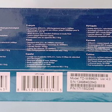 TP-LINK TD-W8960N Wireless N ADSL2+ Modem Router 300Mbps, sealed