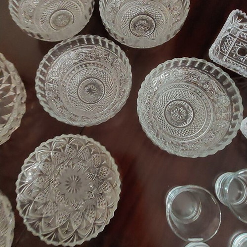 Vintage dessert plates, bowls, nut dish, candle holders set of 29 like new
