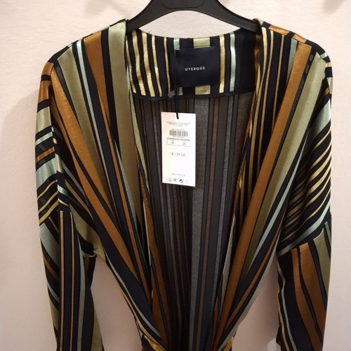 Uterque kimono and belt new, semi-transparent striped, earthy colors