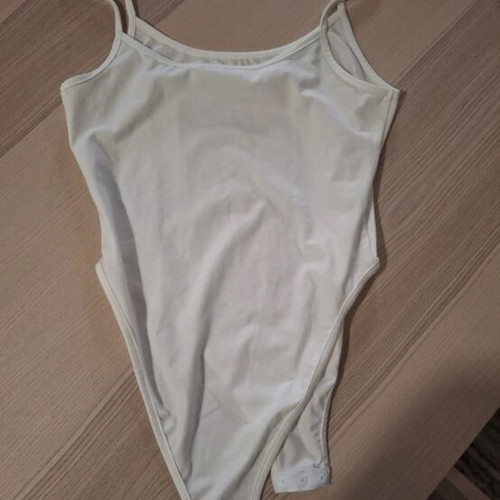 Shein white bodysuit with straps, size M