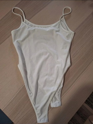 Shein white bodysuit with straps, size M