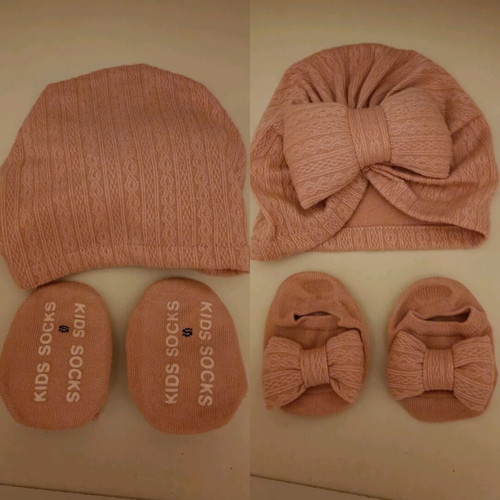 Baby turban with socks set 3-6 months new