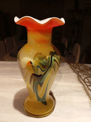 Vintage handmade glass vase Dalian glass 1960s, like new