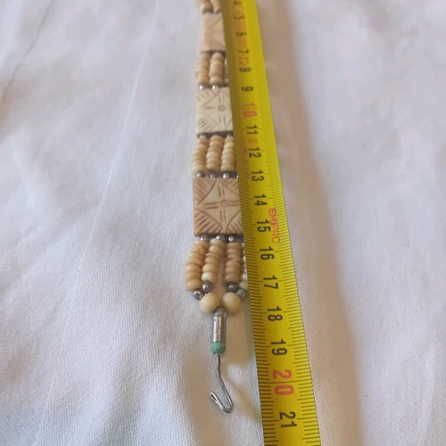 Vintage bracelet used with chess bead design beige