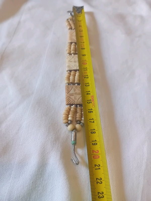 Vintage bracelet used with chess bead design beige