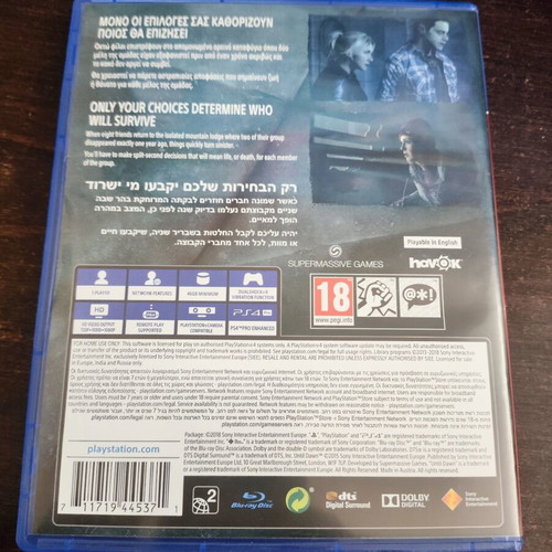 Until Dawn PlayStation 4 game like new