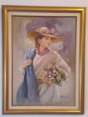 Painting by Konstantinos Rigoulis like new, portrait oil on canvas