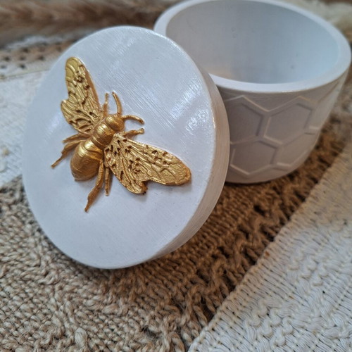 Handmade plaster jar with acrylic paint and glossy finish
