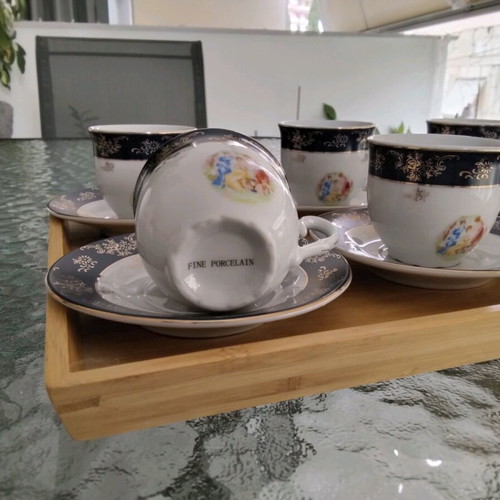 Coffee cups with saucers set of 6 vintage porcelain like new