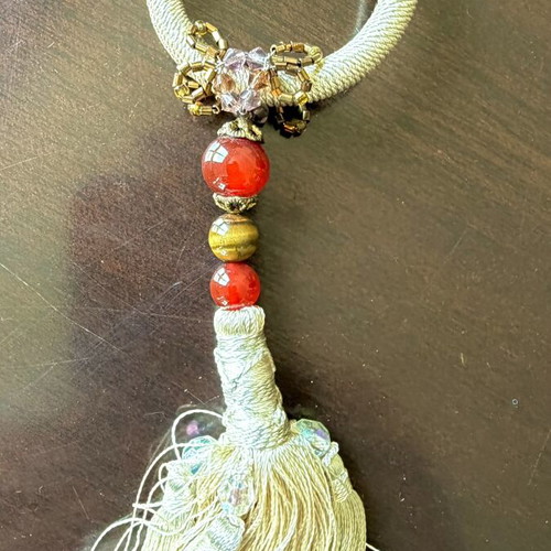 Set of 12 napkin rings with tassels, boho vintage style