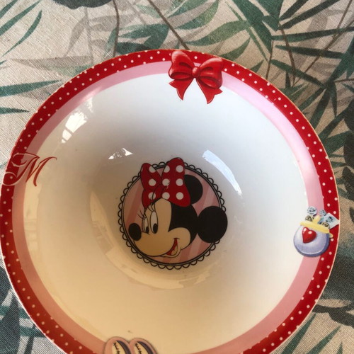 Minnie Mouse’s children’s plate and salad bowl set like new, ceramic