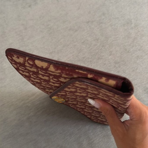 Christian Dior Diorissimo vintage envelope clutch bag, burgundy and beige