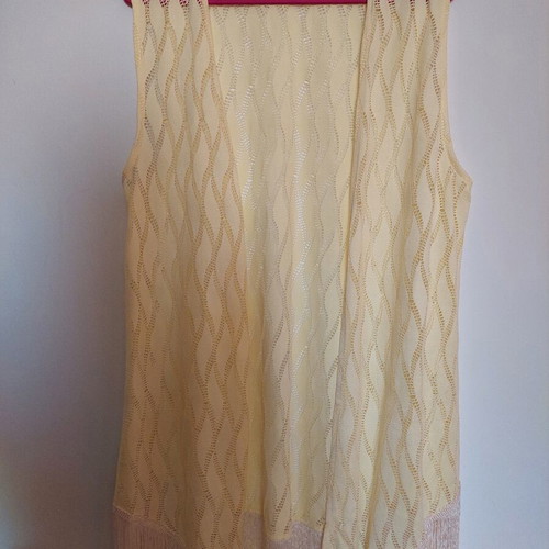 Boho vest with fringes, soft yellow, like new, size L