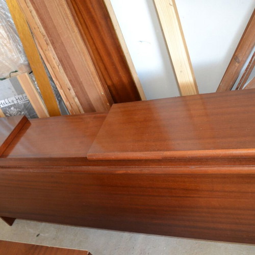 Double bed with nightstand used, storage space included