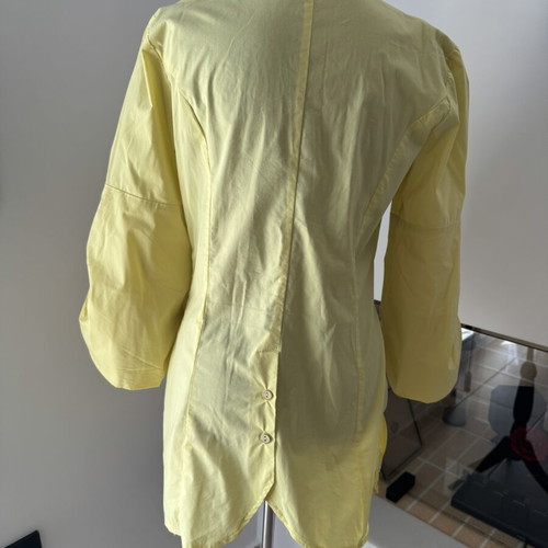 Grama pleated shirt size L used, yellow with balloon sleeves