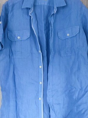 Zara summer linen shirt like new, blue, size L