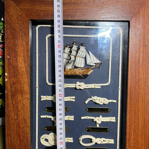 Nautical Wooden Wall Frame like new with knots and wooden ship