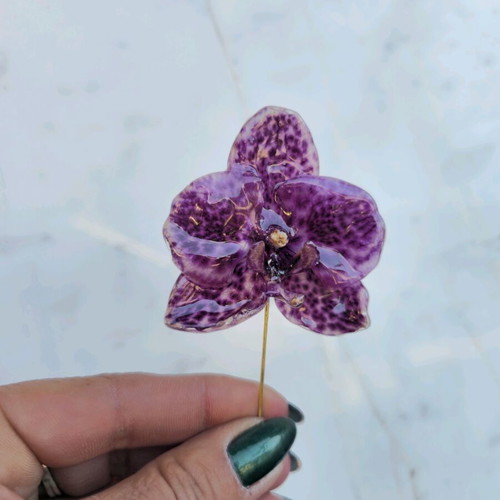 Handmade brooch pin with natural orchid flower new