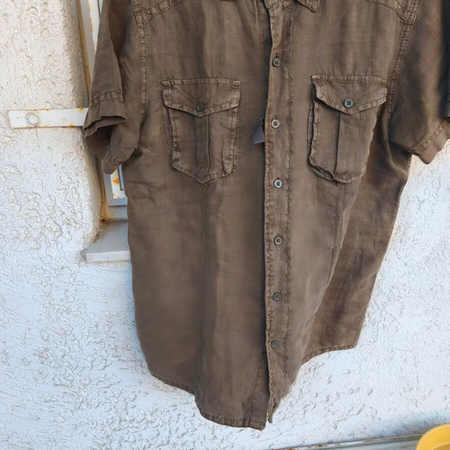 Men's linen shirt new, olive green, sizes L and M