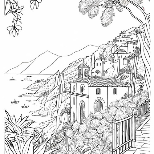 Italy Travel adult coloring book, 75 pages, made to order
