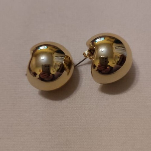 Ball-shaped earrings made of stainless steel, new, gold-colored