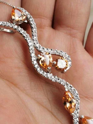 Ασημένιο μενταγιόν Markova Topaz μεταχειρισμένο με συνθετικά τοπάζι και ζιργκόν