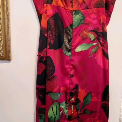 Satin cocktail dress used, multicolor, size M