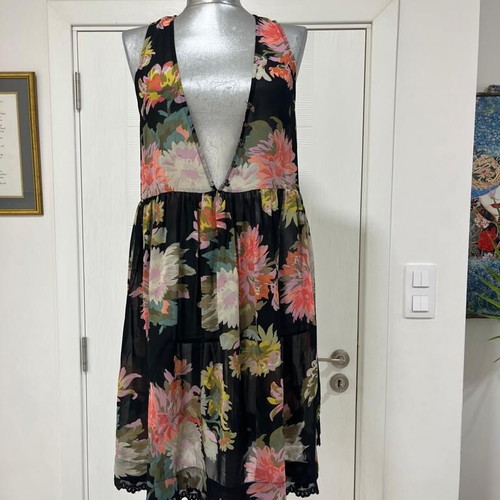 Maeve Anthropologie Violetta Babydoll Dress Tunic Sheer Floral Lace Size XS like new